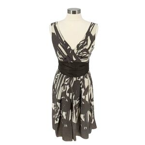 PERUVIAN CONNECTION SILK & LINEN V NECK DRESS WITH SASH 10